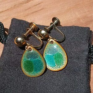 Averill Shepps Womens Antique Artisan Gold Waterworks Teardrop Screw On Earrings